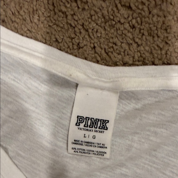 PINK Victoria's Secret White Tee with Pink and Silver Sequins - Picture 3 of 3